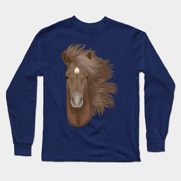 brown horse head Long Sleeve T-Shirt by Mako Design 